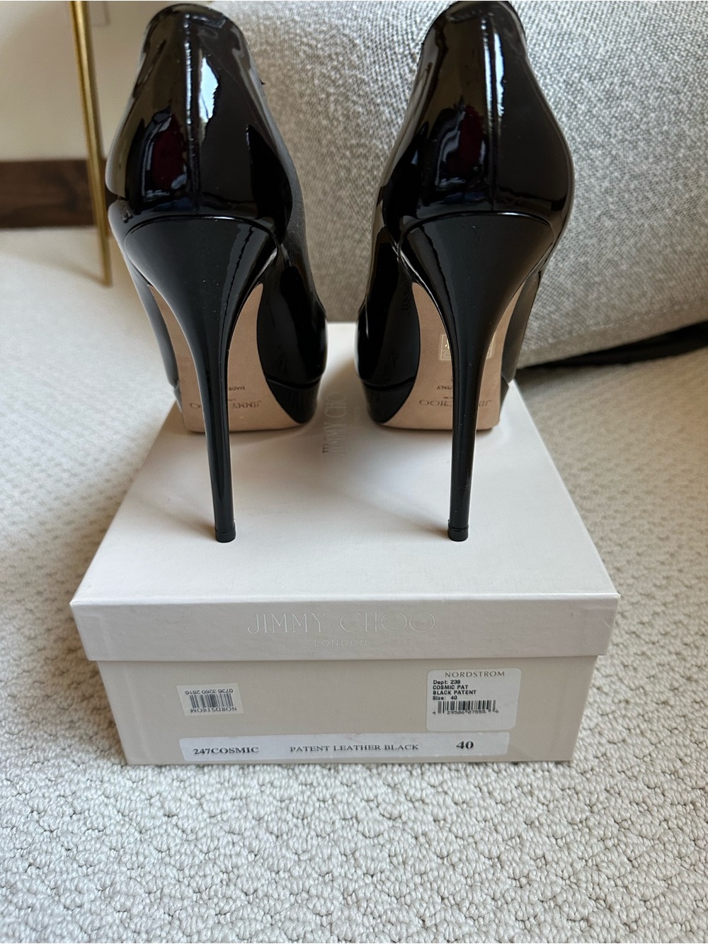 Jimmy Choo Cosmic Black Patent Leather Platform Stiletto Pumps - Picture 8 of 8